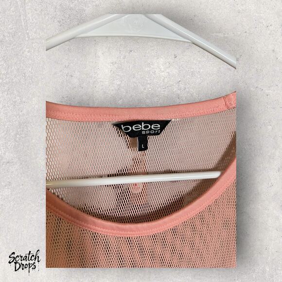 BEBE Sport Womens Mesh Shirt Top Cover-up Large Neon Pink Lightweight Activewear - Picture 3 of 3